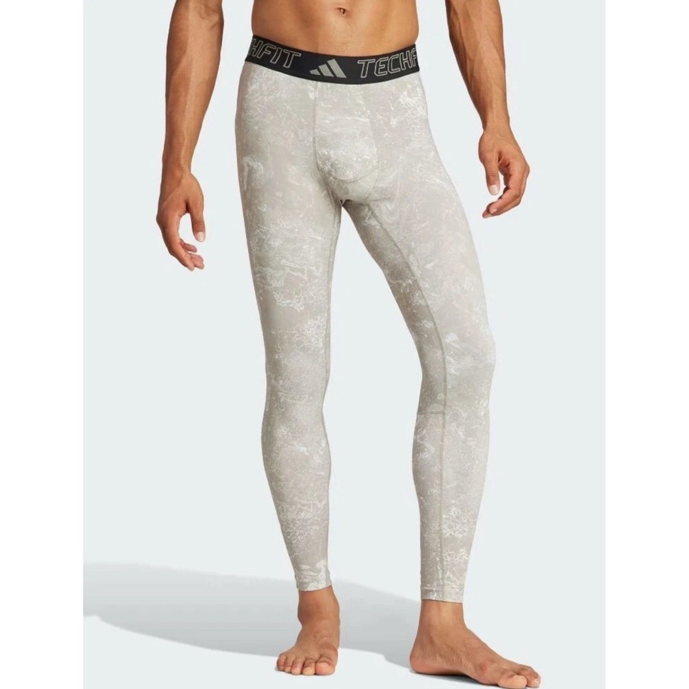 Adidas Aeroready Techfit Men's Training Tights Size Large Silver Pebble